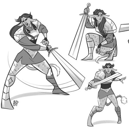 The paladin in a variety of dynamic poses.